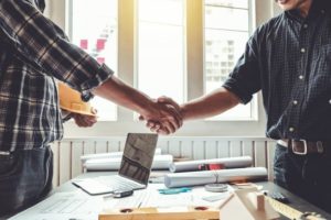 a homeowner interviewing a painting contractor