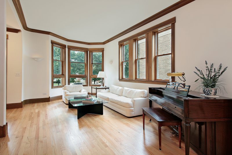 living room with wood trim