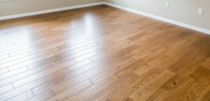 an interior room with hardwood floors 