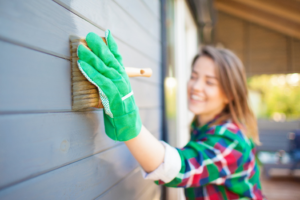 an older home being repainted 