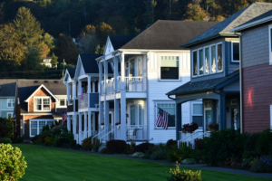 a row of painted homes